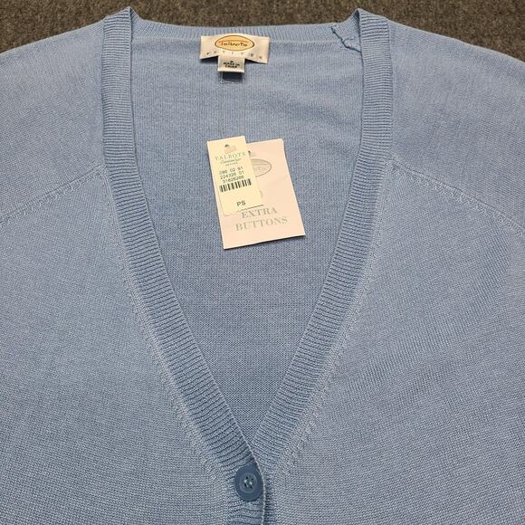 Talbots Cardigan Sweater Womens Petite Small Blue Long Duster V Neck One Button - Picture 5 of 9